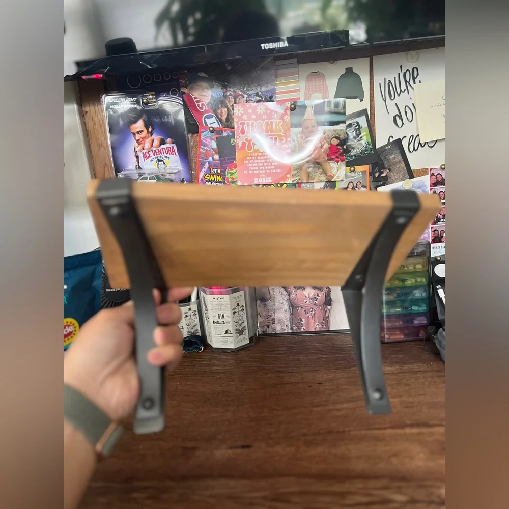 Small Rustic Wood and Metal Shelf
